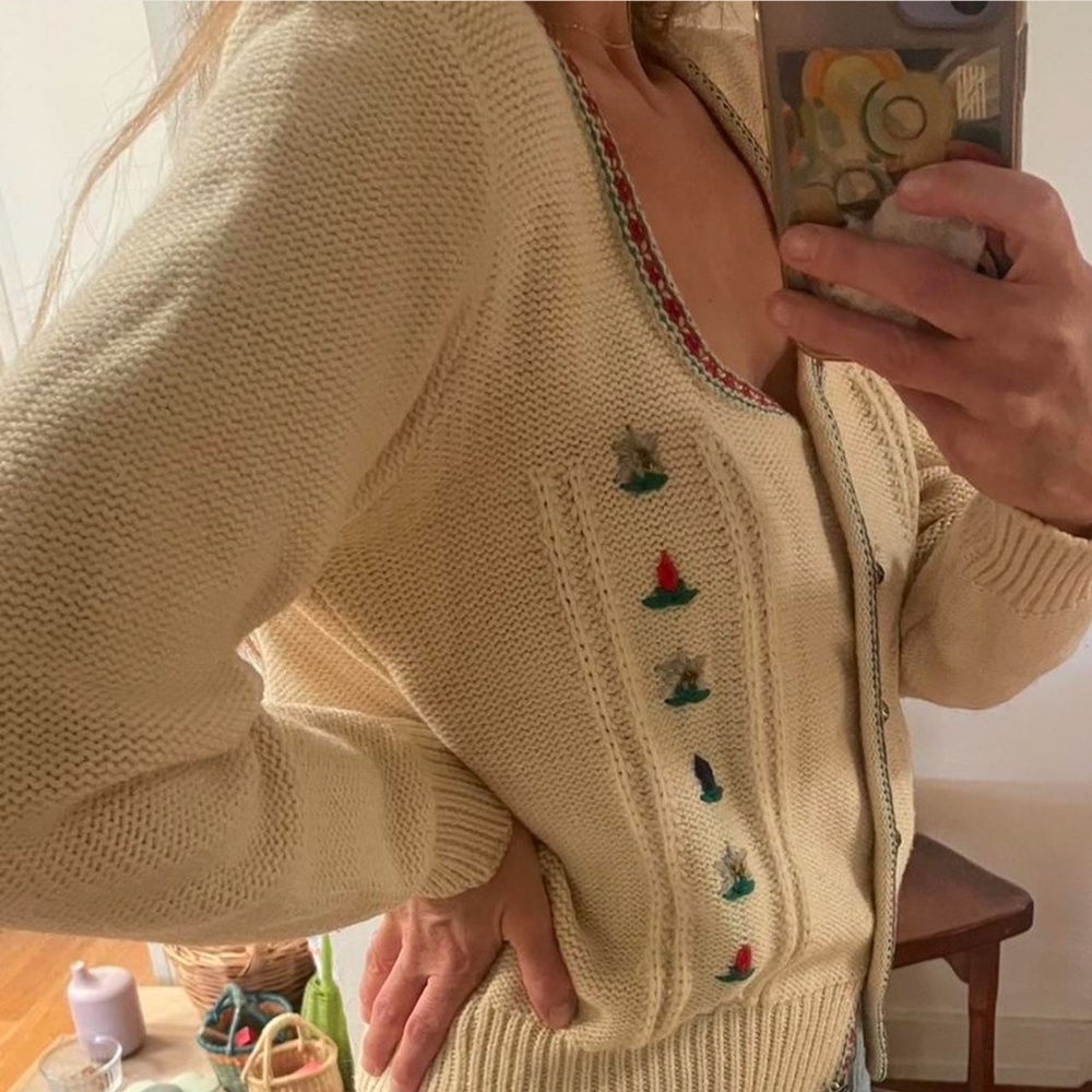 vintage Austrian 70s knit cardigan xs s - Picture 3 of 8